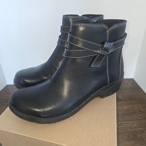 Clarks Collection Womens Black Contrast Stitch Ankle Boots 10 M 26167894075